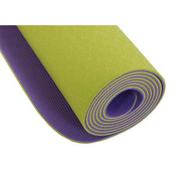 Коврик для фитнеса и йоги  Larsen TPE двухцветный violet/green р173х61х0,4см / AL