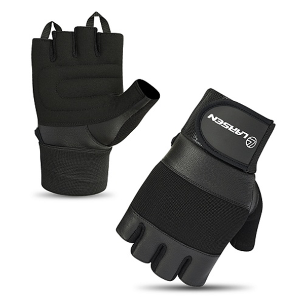 Перчатки для т/а и фитнеса (нат.кожа) Larsen 8341 black р.S