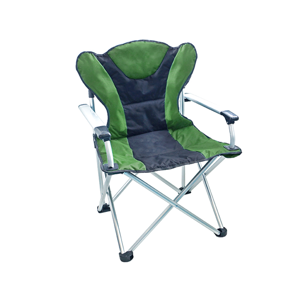 Кресло ELITE В90*Ш65*Г60, раскл., с подлок., алюм.каркас, до 120 кг, Polyester, черн -зел. / 700542