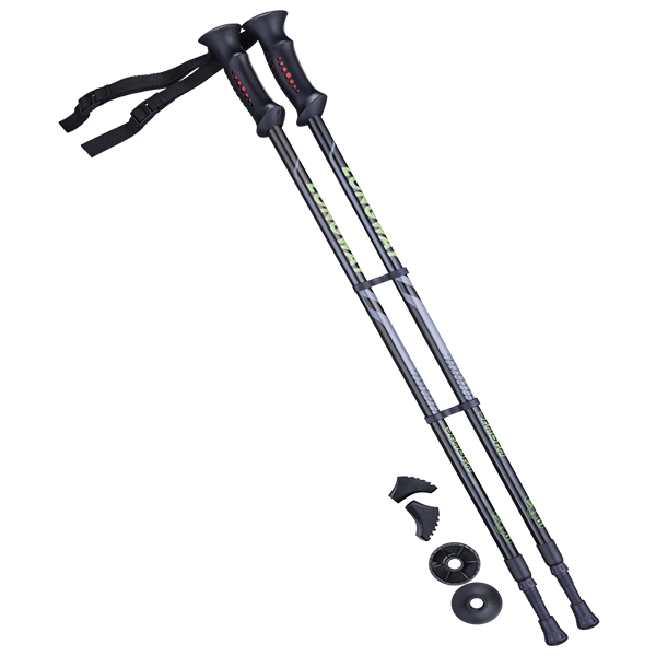 Палки для скандинавской ходьбы BERGER Longway, 77-135 см, 2-секционные, чёрный/ярко-зелёный / 10960