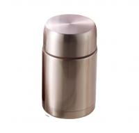 Термос FLASK, 0,8л, широкое горло, ложка, тарелка, выдвижн. ручка, цвет серебро / 702812