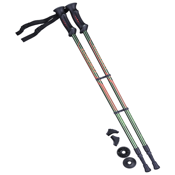 Палки для скандинавской ходьбы BERGER Longway, 77-135 см, 2-секционные, тёмно-зеленый/оранж. / 10962
