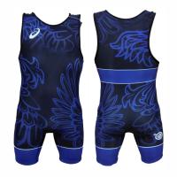 Трико борцовское ASICS (SINGLET)RUS, черный/синий, XS / WS