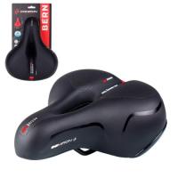 Седло велосипедное комфортное COMIRON BERN N669A 255x210, Верх: PU с пресс.принт, Чёрн+Син / 686348