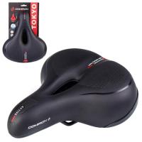 Седло велосипедное комфортное COMIRON TOKYO C012 265x220, Верх: PU с пресс.принт, Чёрн+Зел / 700120