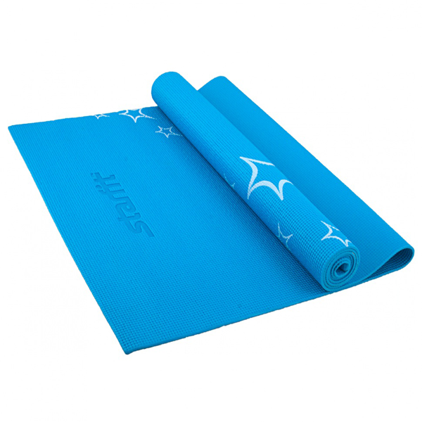 Коврик для йоги STARFIT FM-102 PVC 173x61x0,6 см, с рисунком, синий / 7244