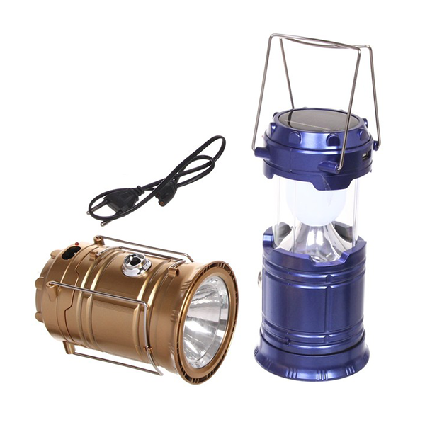 Фонарь туристический раздвижной, 6+1LED, 1W, 14*9,5 см, аккумулятор+солнечн.батарея / 855-288