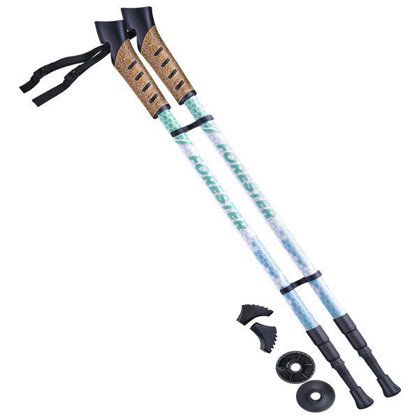 Палки для скандинавской ходьбы BERGER Forester, 67-135 см, 3-секционные, белый/мятный / 10964
