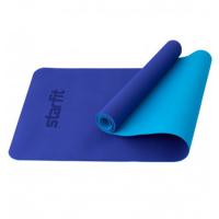 Коврик для йоги и фитнеса STARFIT FM-201 TPE, 0,6 см, 183x61 см, фиолет.пастель/синий пастель / 2541