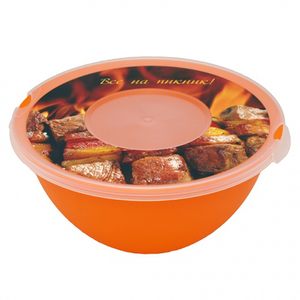 Миска с крышкой для шашлыка 4,0л, круглая / 9760