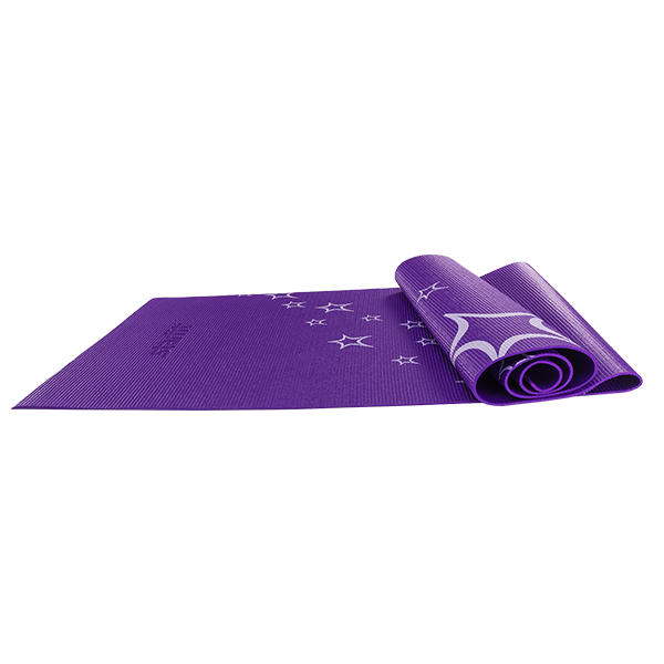 Коврик для йоги STARFIT FM-102 PVC 173x61x0,4 см, с рисунком, фиолетовый / 8844