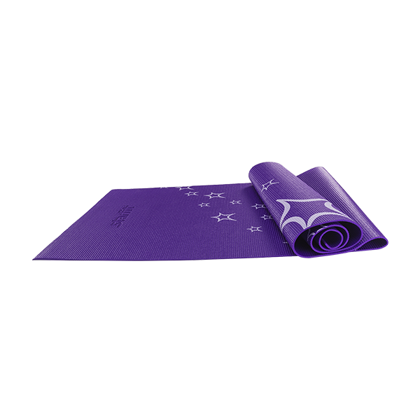Коврик для йоги STARFIT FM-102 PVC 173x61x0,3 см, с рисунком, фиолетовый / 8842