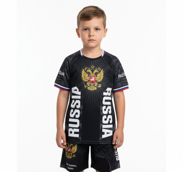 Комплект майка/шорты RUSSIA(TR)3010 детский, черный 152(8-9л) / WS