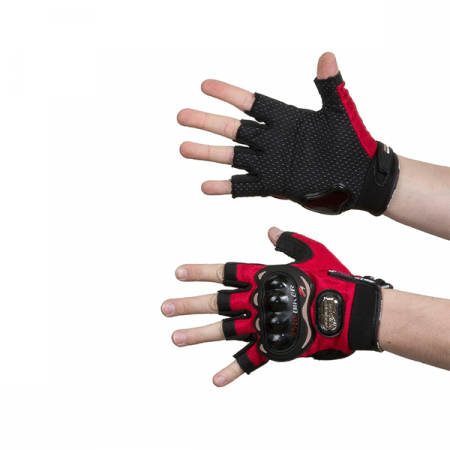 Перчатки Мотоциклетные PRO BIKER, без пальцев, красные (L) /rep-248red