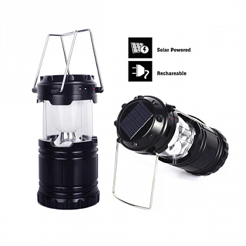 Переносной фонарь Lamp складной, 1 диод, 1 режим, зарядка от сети, солнечная батарея / 1164267