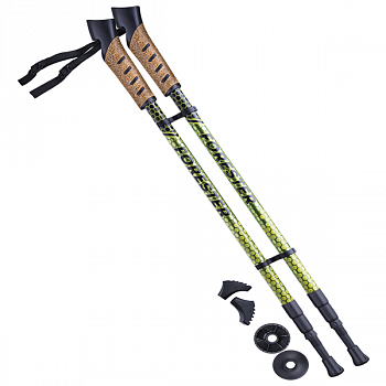 Палки для скандинавской ходьбы BERGER Forester, 67-135 см, 3-секционные, болотный/жёлтый / 10965