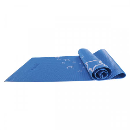 Коврик для йоги STARFIT FM-102 PVC 173x61x0,5 см, с рисунком, синий / 7242