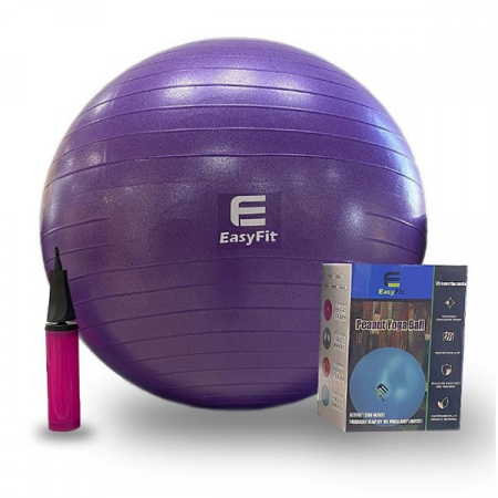 Фитбол EasyFit с системой антивзрыв, насос в компл. 65см фиолетовый / 3447
