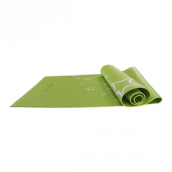 Коврик для йоги STARFIT FM-102 PVC 173x61x0,3 см, с рисунком, зеленый / 8841