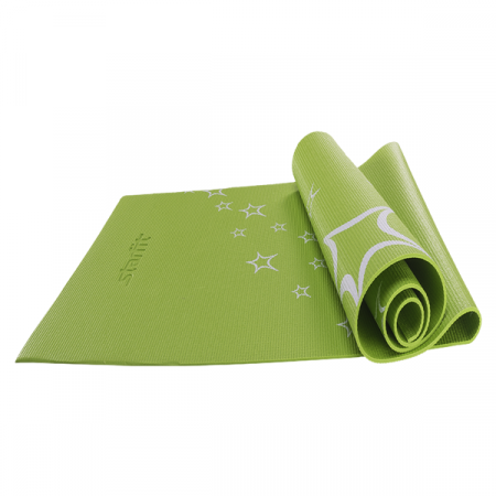 Коврик для йоги STARFIT FM-102 PVC 173x61x0,6 см, с рисунком, зеленый / 7238