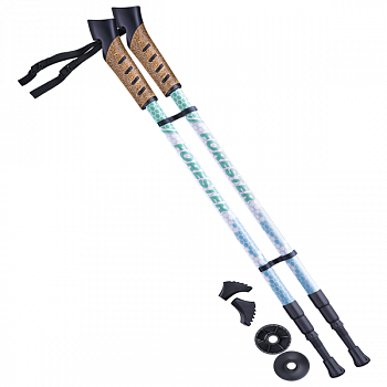 Палки для скандинавской ходьбы BERGER Forester, 67-135 см, 3-секционные, белый/мятный / 10964