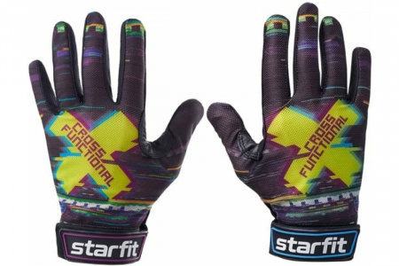 Перчатки для фитнеса Starfit WG-104,  с пальцами, черный/мультицвет (L) / 20816