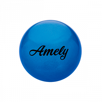 Мяч для х/г Amely AGB-102 15 см, синий, с блестками / 12866